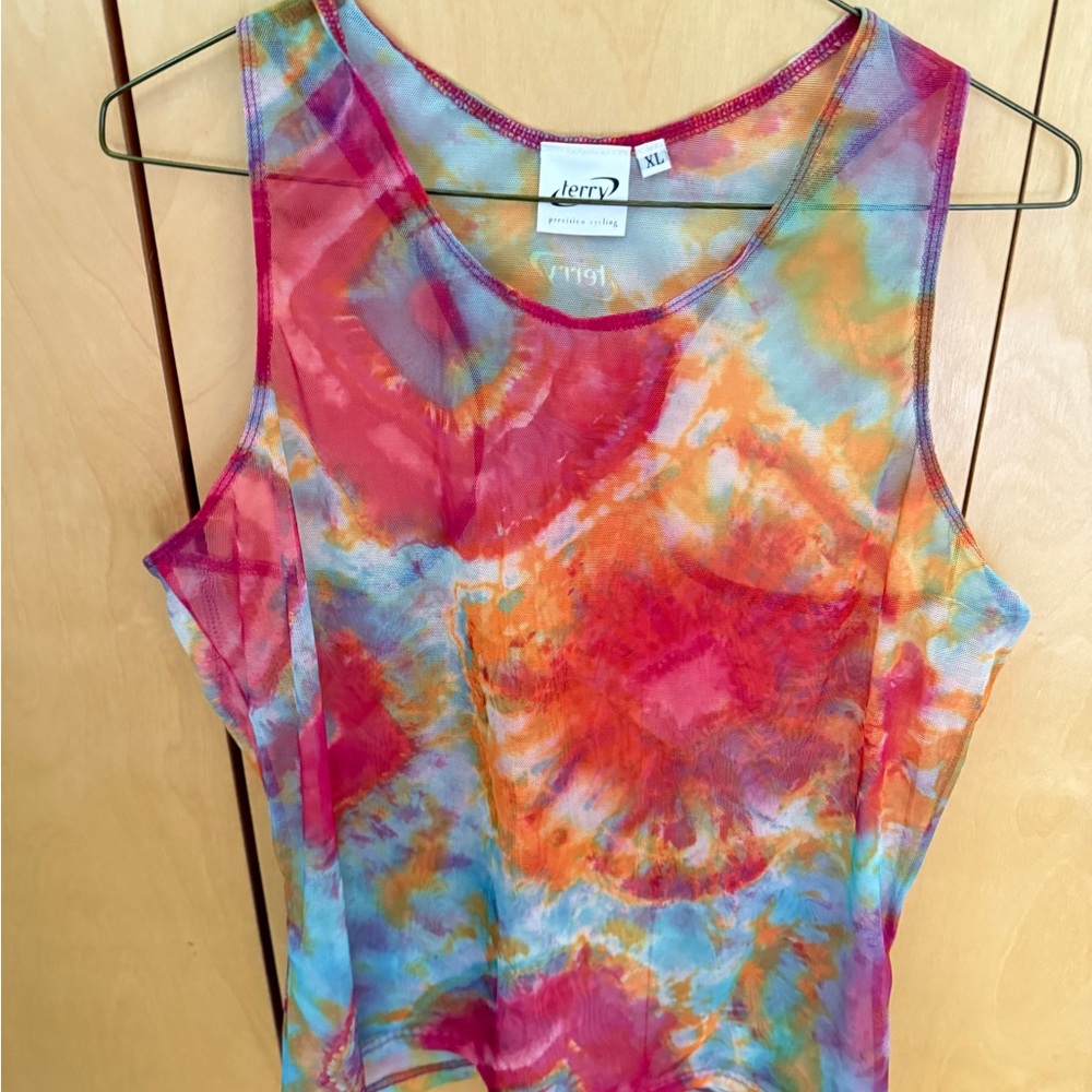Terry Bicycle Sheer Mesh Cycling Tank Top - Multicolor